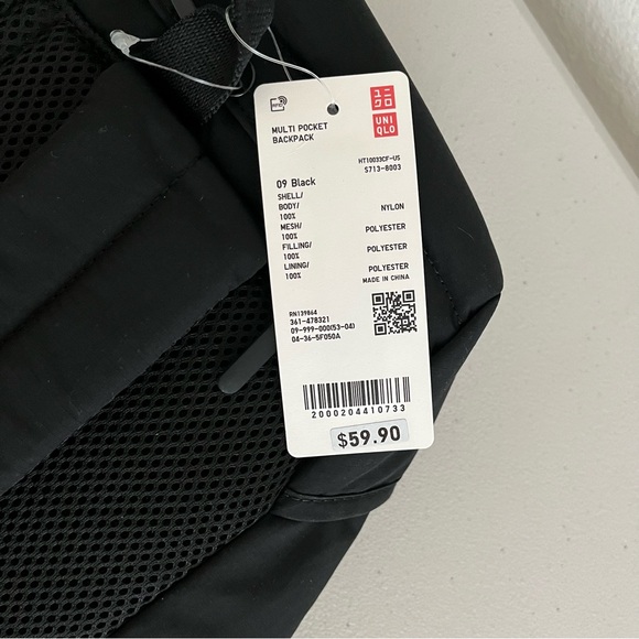 NWT - Uniqlo Multi Pocket Backpack in Black